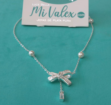 Co118 Cadena Lazo con Perlas