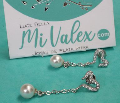 Al164 Arete Largo Bolita Corazón