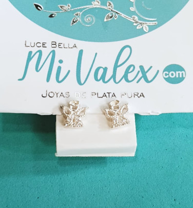 A550 Arete Ángel Piedritas Blancas