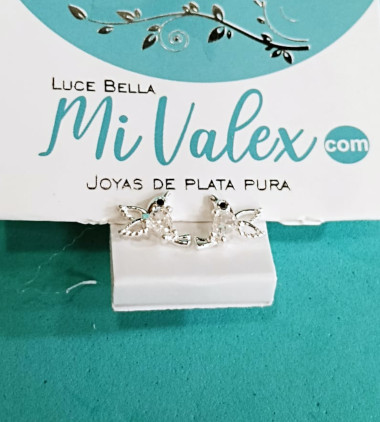 A555 Arete Tornillo Colibrí Blanco