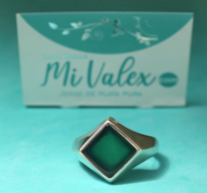 Apq139 Anillo Rombo Verdoso