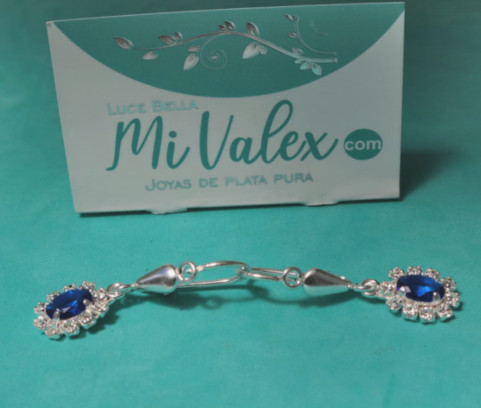 Al182 Arete Flor Azul Blanco 