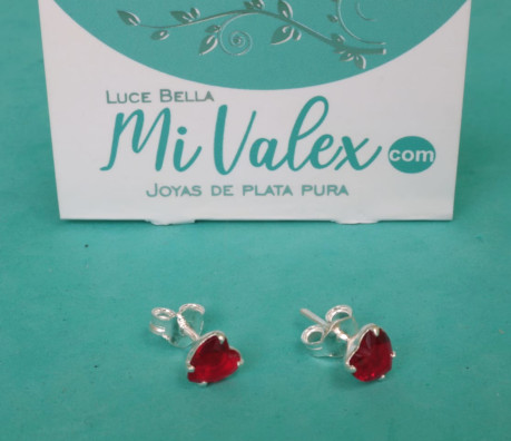 A578 Arete Corazón Piedrita Roja