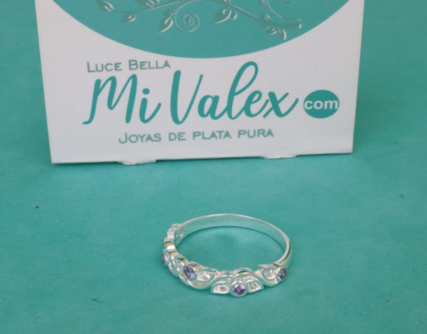 Apl405 Anillo Piedrita Lila Blanco