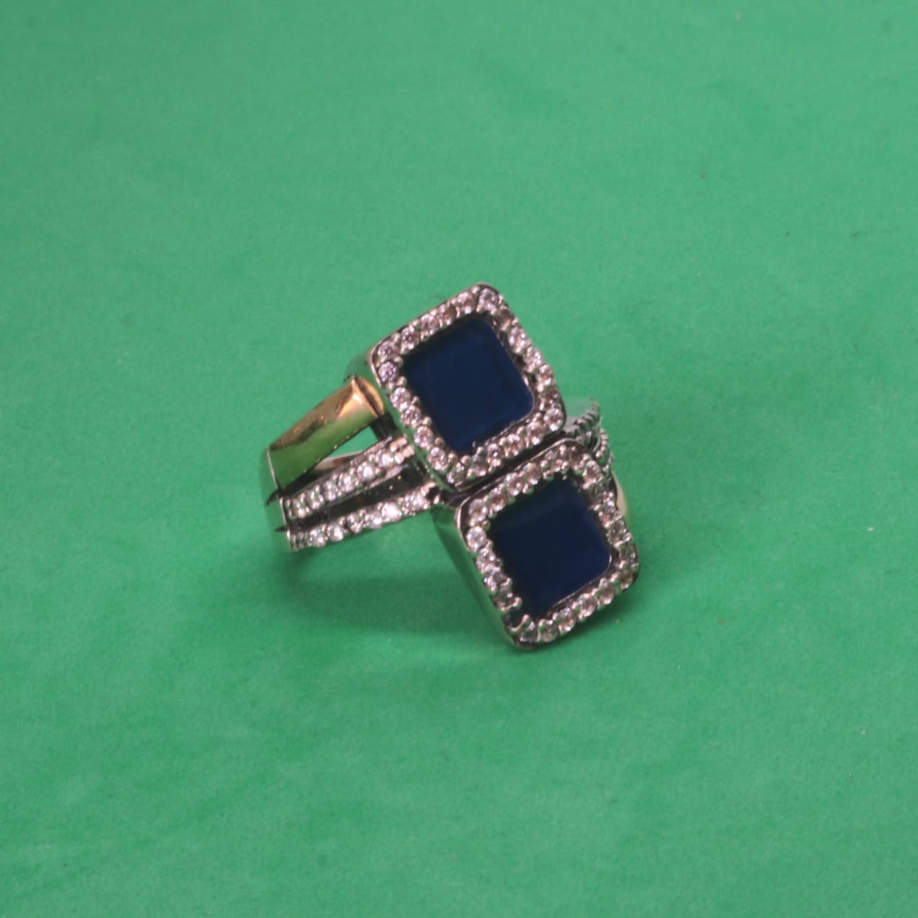 Ao10 Anillo Piedra Cuadrado Azul