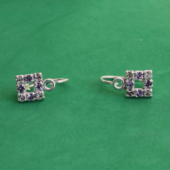 Aa17 Aretes Aza Cuadrados Piedras Moradas