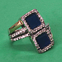 Ao10 Anillo Piedra Cuadrado Azul